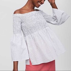 Loft striped off the shoulder top